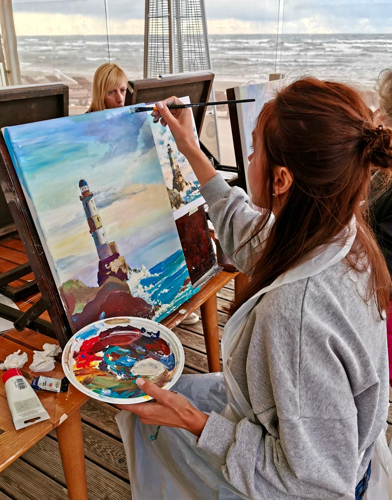 Vasaras glezniecības meistarklase Jūrmalā - X.O Beach Club. Pašu rokām radīta glezna 3 stundu laikā.
